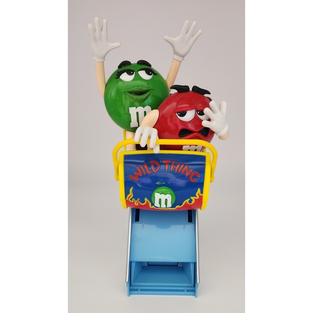 M&M's Candy Dispenser Wild Thing Roller Coaster Red Green Character Blue VGC